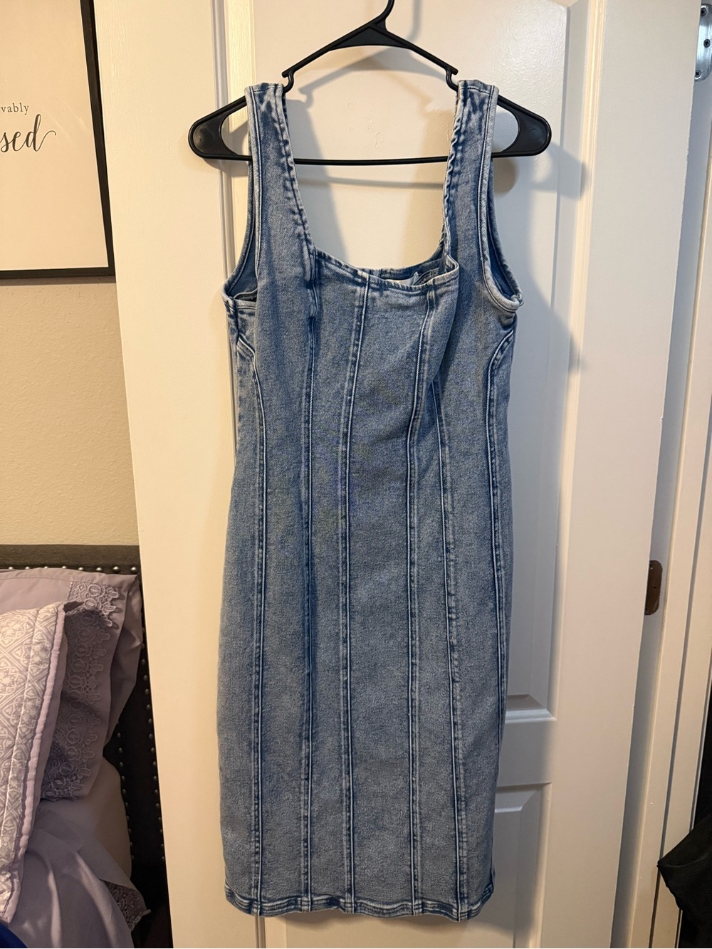 Denim Tank Midi Dress - Light Blue